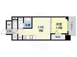 アーバネックス中崎町 1LDKの間取図画像