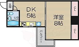 リアライズ中之島 1DKの間取図画像
