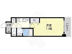 プランドール北浜 1Kの間取図画像