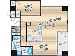 シティタワー大阪天満ザ・リバー&パークス 2LDKの間取図画像