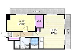阪神ハイグレードマンション5番館 1LDKの間取図画像