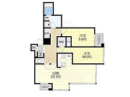 シティタワー西梅田 2SLDKの間取図画像