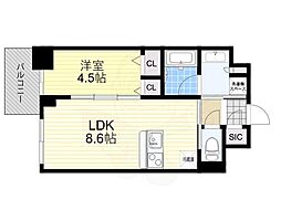 S-RESIDENCEFUKUSHIMAdivere 1LDKの間取図画像