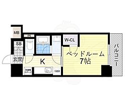 COMFORIAL4新梅田 1Kの間取図画像