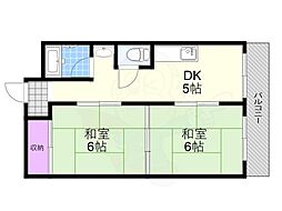 イーストハイツ 2DKの間取図画像