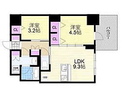 S-RESIDENCEFUKUSHIMAdivere 1SLDKの間取図画像