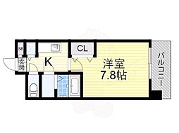 ルミエール野田阪神 1Kの間取図画像