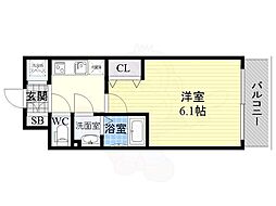 エスリード梅田グランノース 1Kの間取図画像