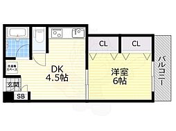 ローレルハイツ大淀2号棟 1DKの間取図画像