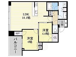 シティタワー大阪天満ザ・リバー&パークス 2LDKの間取図画像