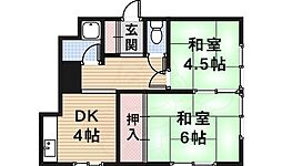八番館 2DKの間取図画像
