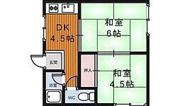 谷田ハイツ 2Kの間取図画像