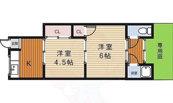 大阪府池田市石橋４丁目(賃貸アパート2K・1階・29.00㎡)の写真 その2