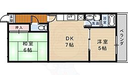 ロイヤル旭丘 2階2DKの間取り