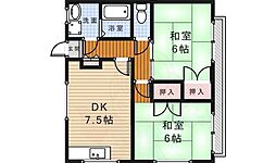フローラ城南 2DKの間取図画像