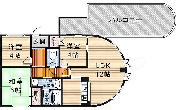 セントラルコート5 204｜大阪府池田市神田１丁目(賃貸マンション3LDK・2階・61.50㎡)の写真 その2