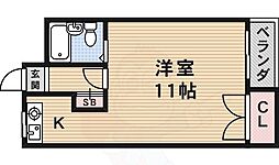 ハイツ青山 1階ワンルームの間取り