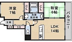 サニークレスト常福寺 2LDKの間取図画像