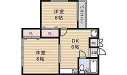 メゾン箕面 2DKの間取図画像