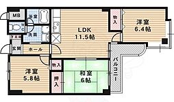 シュロス五月山 3LDKの間取図画像