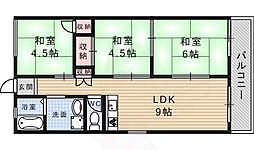 プレジール村上 3DKの間取図画像