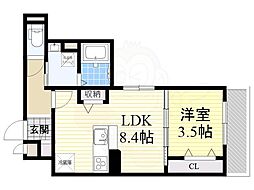アマントリビエール瀬川 1LDKの間取図画像