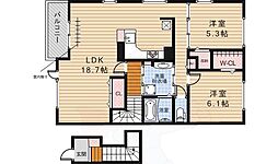 プランドール 2LDKの間取図画像