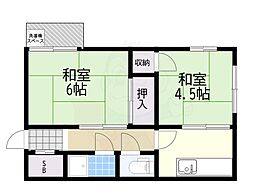 パレス池田住吉 2Kの間取図画像
