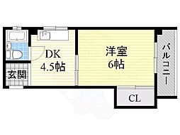 フェリシエ池田 1DKの間取図画像