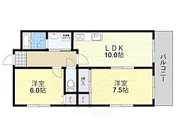 ハイツアメニティ 2LDKの間取図画像
