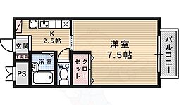 メゾン綾羽 1Kの間取図画像