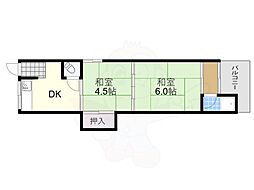 下谷文化 2DKの間取図画像