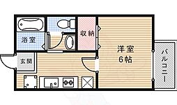 高橋ハイツB棟 1Kの間取図画像