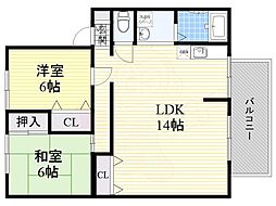 佐備パークシティ 2LDKの間取図画像