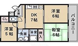 キャピタルハウス3 3DKの間取図画像