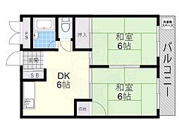 小林ハイツ 2DKの間取図画像