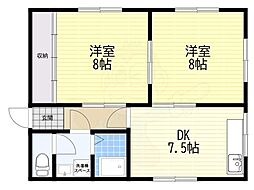 セイカイハイツ 2LDKの間取図画像