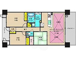 キングス夢咲シティひかりの街A棟 3LDKの間取図画像