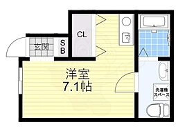 ランコントル伝法 ワンルームの間取図画像