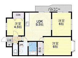 松栄マンション1 3LDKの間取図画像