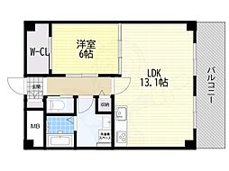 阪神ハイグレードマンション3番館 1LDKの間取図画像