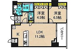 アーデンタワー福島ウエスト 2LDKの間取図画像