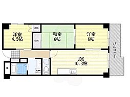 大拓ハイツ3 3LDKの間取図画像
