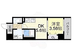 おおさか東線 JR淡路駅 徒歩15分の賃貸マンション 6階1DKの間取り