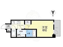 ファステート北大阪ラッセル 2階1Kの間取り