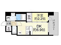 セレニテ十三ミラク 1DKの間取図画像