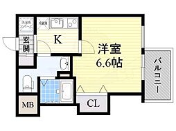 FRENCIANOIE東三国 1Kの間取図画像