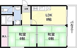 野本ビル 2DKの間取図画像