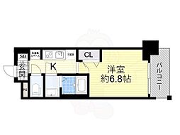 プレサンスOSAKA西中島リエゾン 1Kの間取図画像