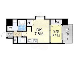 スプランディッド十三本町 1DKの間取図画像